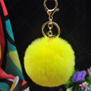 Fashion Brand Fluffy Rabbit Fur Pompom Ball Cars Charm Key Chain for Women Gi