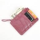Fashion Women Simple Wallet PU Leather Multi-Slot Zipper Keychain Small Card