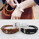 Unisex European Fashion Multilayer Simple Knit Leather Bracelet (Brown)