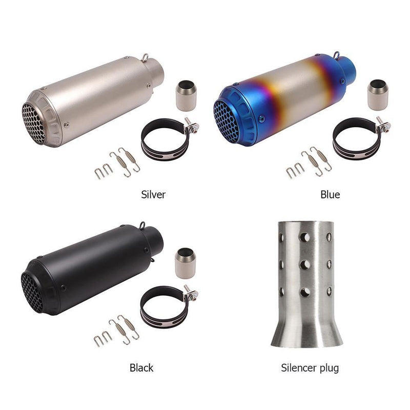 Universal Stainless Steel 89mm Motorcycle Exhaust Pipe Muffler Tools (Blue)