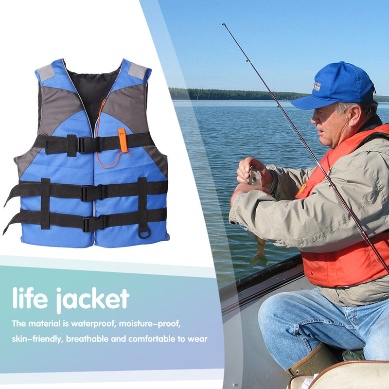 Adults Floating Jacket Lightweight Life Vest for Fishing Swimming (Blue) Newly