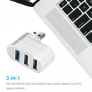 Mini Rotatable 3 Port USB Hub U Disk Reader Splitter for PC (USB 3.0 White)
