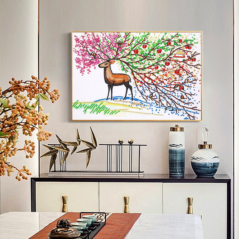 5D DIY Partial Special Shaped Drill Diamond Painting Elk Mosaic Kit Art Craft