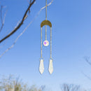 Iron Hoop Moon Sun Crystal Pendant Wind Chime Hanging Drop Garden Decor (C)