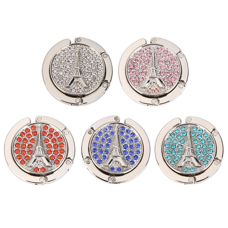 5pcs Portable Metal Foldable Bag Hook Holder Purse Hanger (White)