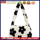 Women Flower Print Underarm Bag Cute Handbags Autumn Winter Plush Shoulder Bags