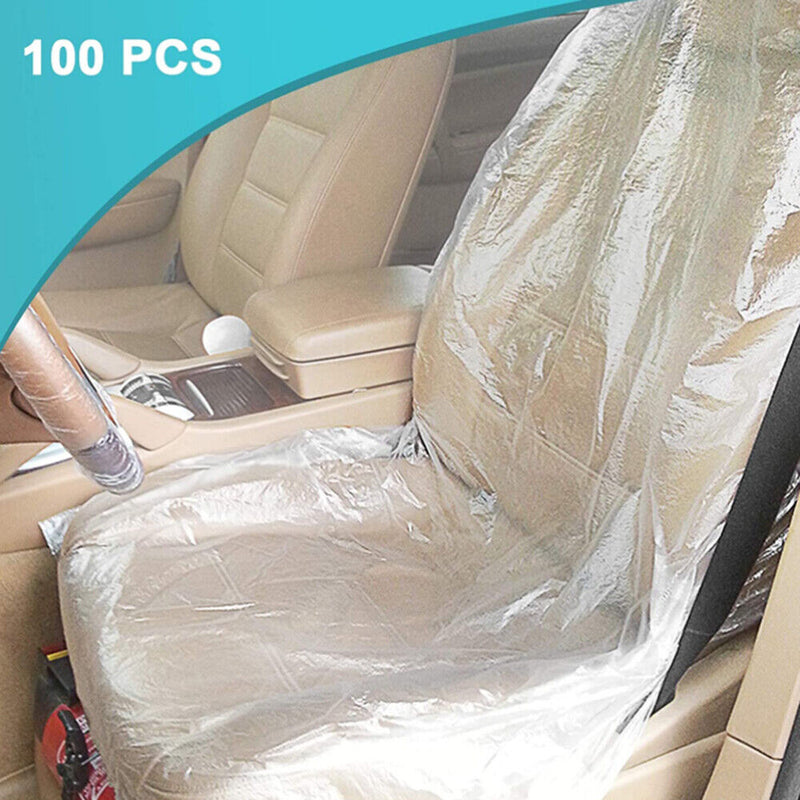 100Pcs Automotive Disposable Plastic Seat Cover General Transparent Seat Cover