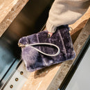 Women Clutch Fur Plush Bag Casual Handbag Winter Crossbody Bag(Blue)