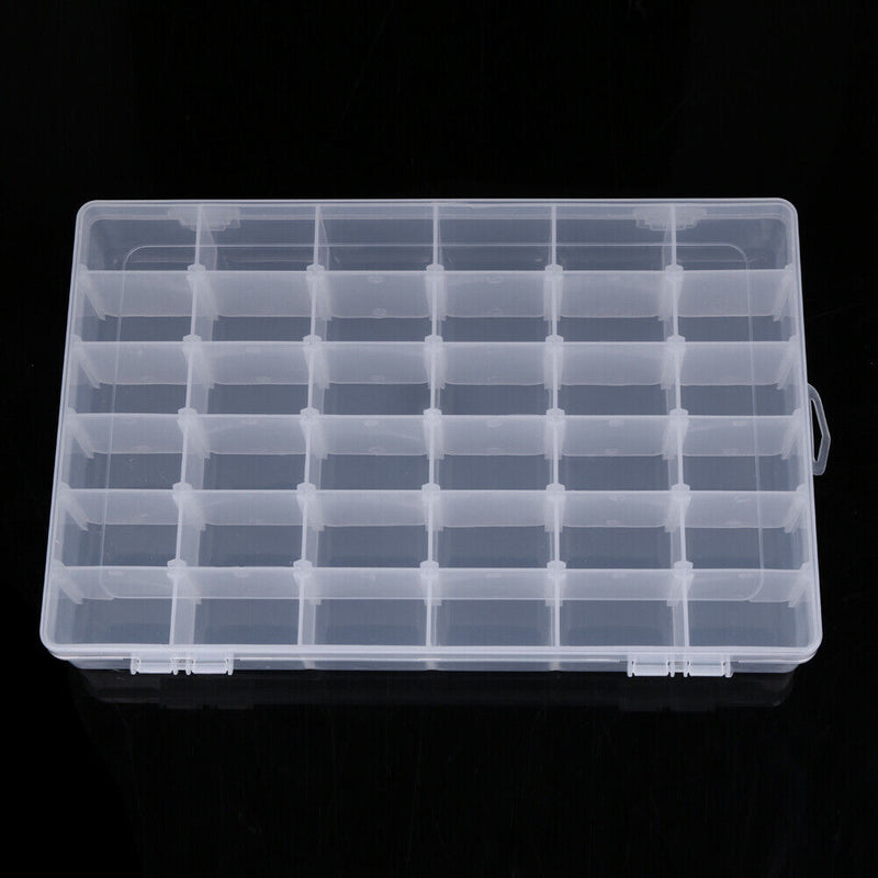 Adjustable 36 Compartment Plastic Storage Box Jewelry Earring Case?Clear? Newly