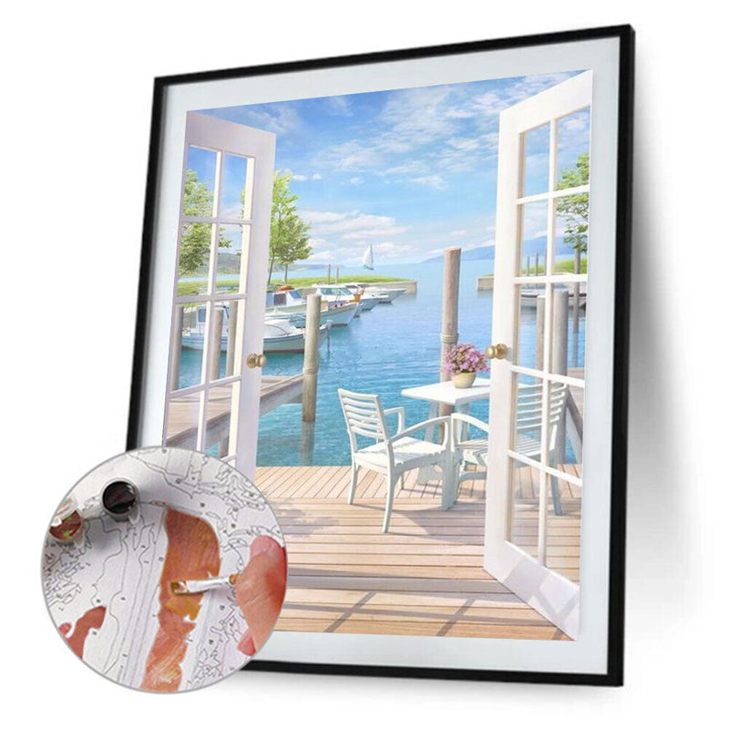 Drawing Paintwork Outside Door Seascape Home Room Decor 40x50cm Without Frame