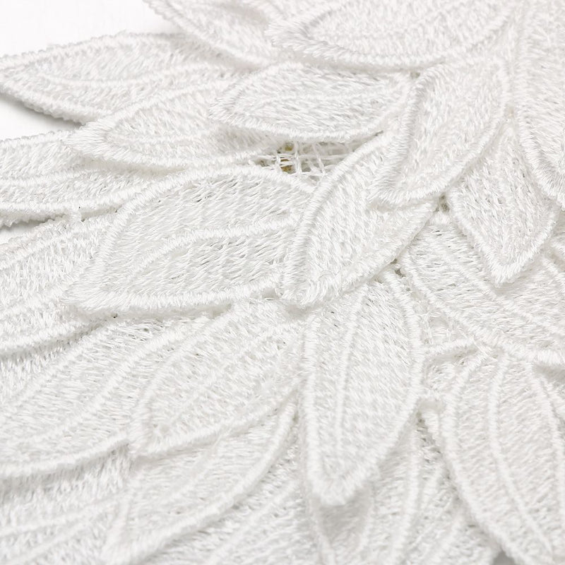 DIY Crafts White Embroidery Sewing Flower Collar Patch Angel Wing Applique
