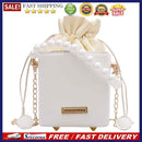 Women Square Box Shoulder Bag PU Chain Mini Handbag Drawstring Messenger Totes