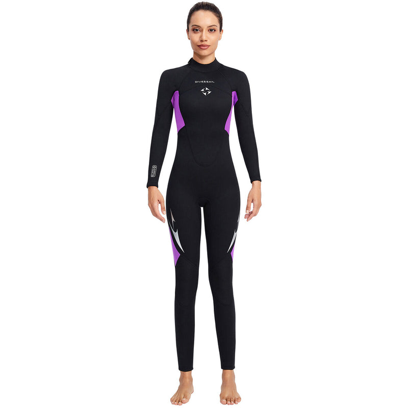 3mm Neoprene Wetsuits Women Scuba Diving Suits for Water Sports (Purple L)