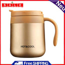 350ml Stainless Steel Portable Coffee Water Cup with Handle Lid Vacuum Flask Mug