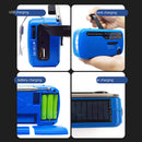Solar Hand Crank Radio AM/FM Radio with LED Flashlight for Outdoor (Blue) Newly