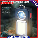 LED Flashlight USB Rechargeable Solar Charging Portable Camping Torch Outputs