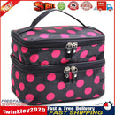 Double Layer Cosmetic Bag Travel Makeup Storage Case (Black+Red Dot) Newly