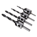 4Pcs HSS 5 Flute Countersink Drill Bit Set Screw Woodworking Chamfer Tool Newly