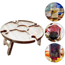 Camping Wine Picnic Table Folding Snack Table with Wine Bottle and Glass Hold