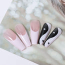 False Nail Tips Long Coffin White and Black Mixed Colors with Taichi Design