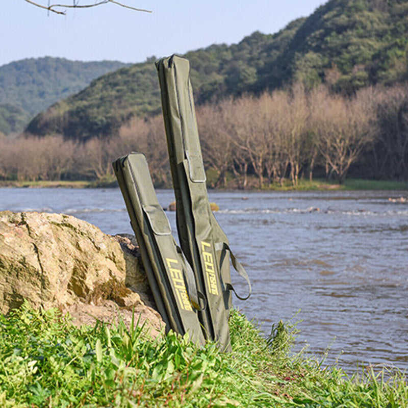 Foldable Fishing Rod Bag with Adjustable Strap Pole Carrier (Green 1.5m) Newly