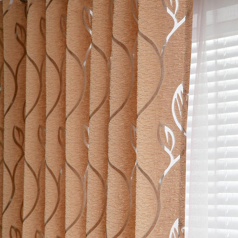 2m Semi Blackout Curtain Vine Leaf Partition Window Decor(Light Coffee)