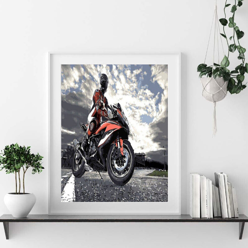 Motor Man Canvas Painted Oil Paint By Numbers Wall Art Modern DIY Bedroom Decor