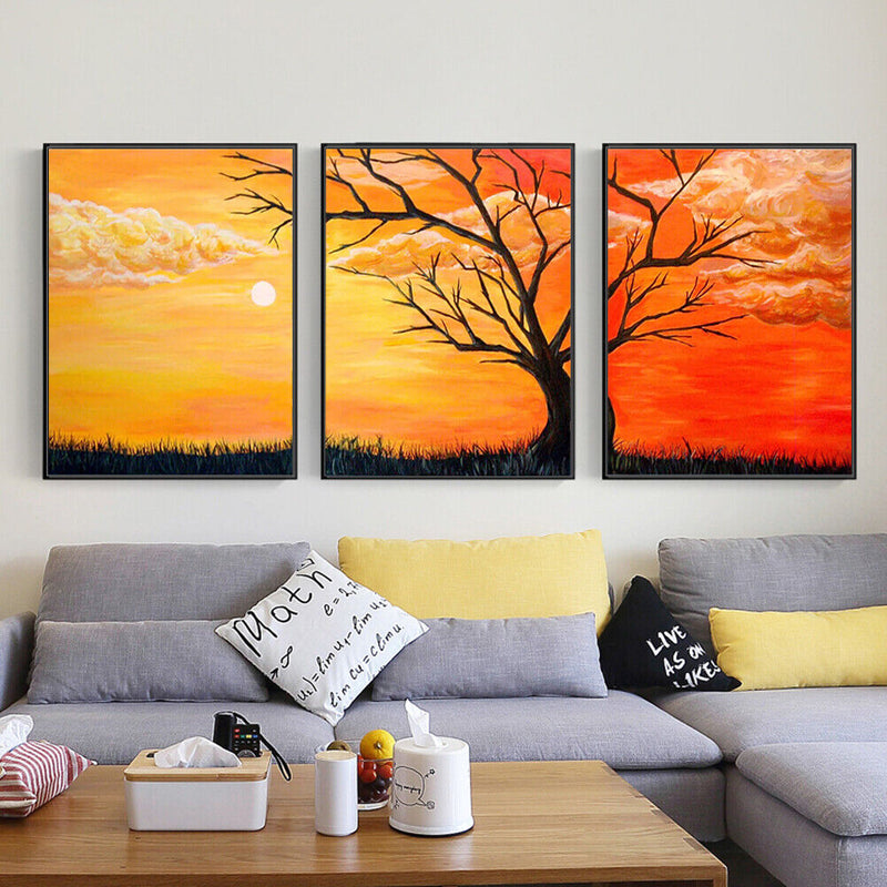 DIY Paint By Number Kit Beautiful Sunset Triptych Acrylic Paint Art Craft Gift
