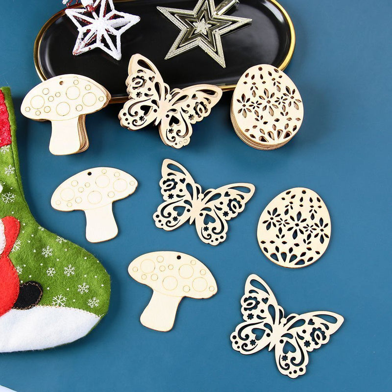 Wooden Easter Wood Chips Hanging Ornaments Easter Decorations Easter eggs