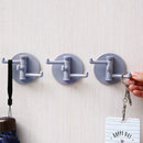Bathroom Wall Hanging Rotatable 3 Hooks Adhesive Bracket Holder (Grey) Newly