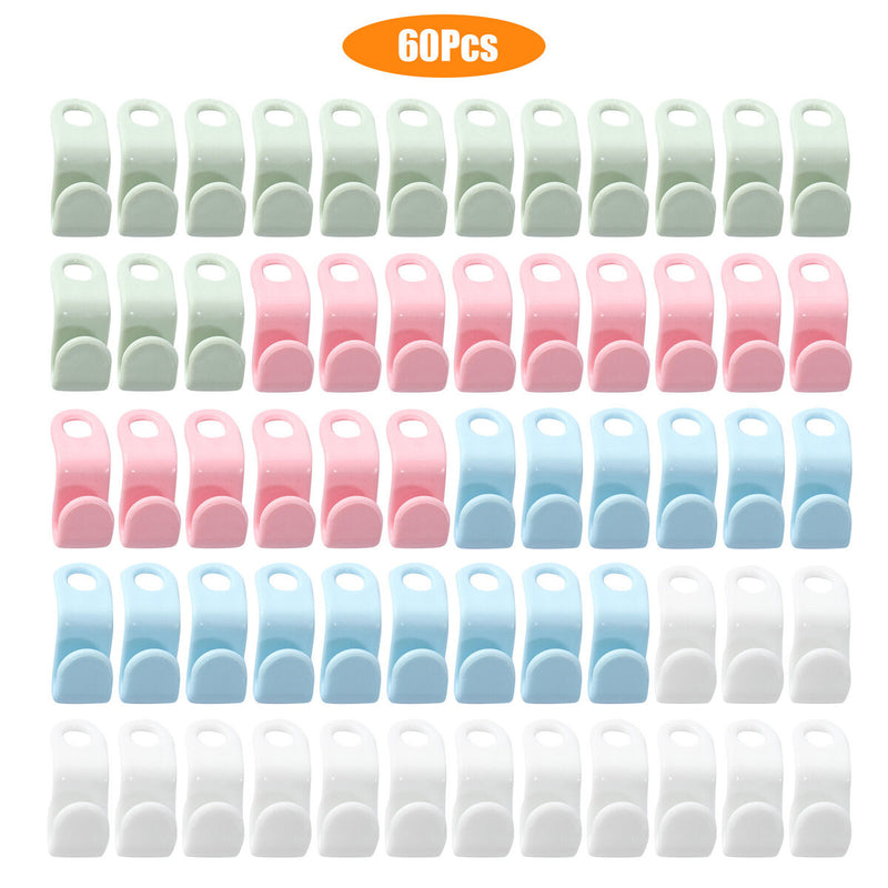 Hanger Connector Hooks 60 Pieces Plastic Extender Clips Connection Hooks Newly