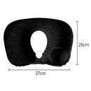 Inflatable Neck Pillow Support U Shaped Travel Pillow for Car Auto (Black) Newly