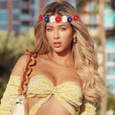 Red White Blue Flower Crown Crystal Headband Hairband Day For Independence I2T7
