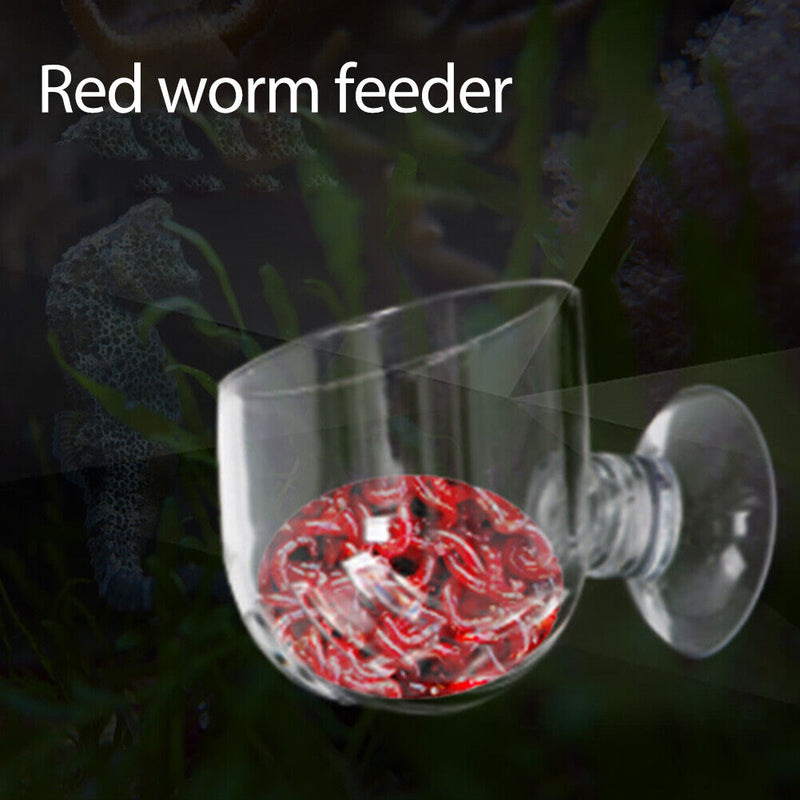 Aquarium Transparent Acrylic Red Worm Cup Hang Feeding Food Container (A) Newly