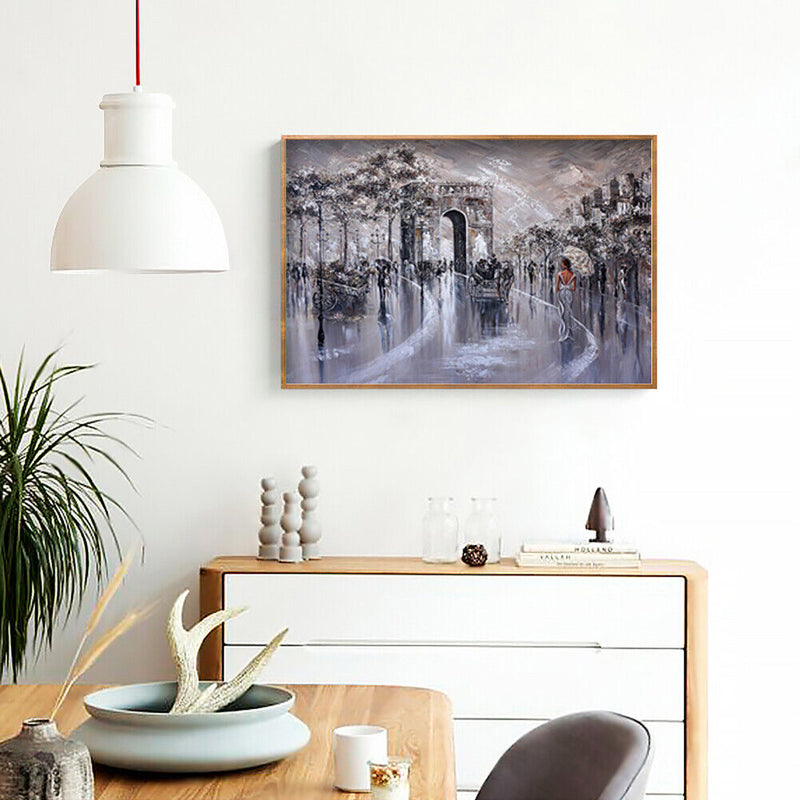 DIY Hand Painted Paint By Numbers Oil Canvas Picture Black White Street Gift Kit