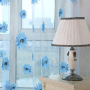 Sunflower Print Window Door Curtain Tulle Curtains for Living Room (Blue)
