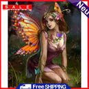 5D DIY Diamond Painting Butterfly Fairy Girl Full Round Rhinestone Wall Drawing
