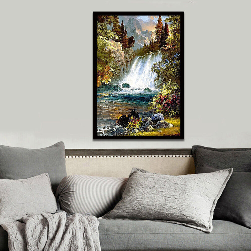 Waterfall Full Drill Round Diamond Painting DIY Needlework Cross Stitch Set