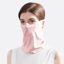 Ice Silk Hanging Ear Face Neck Scarf UV Protection Gaiter Bandana (Pink) Newly