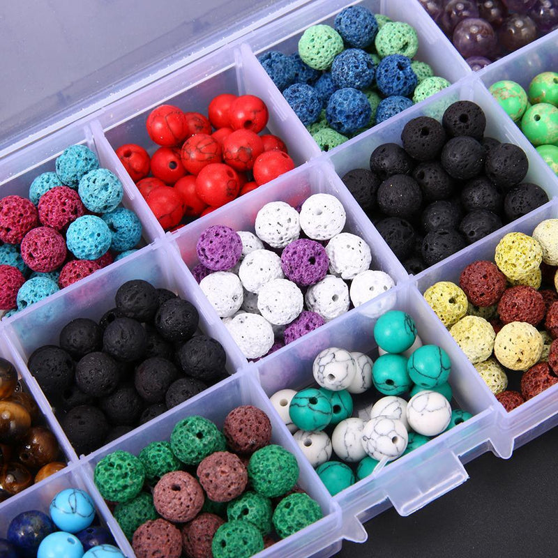 RongSheng 410 Colorful Chakra Beads, Lavaste Stone with Jewelry Box, DIY