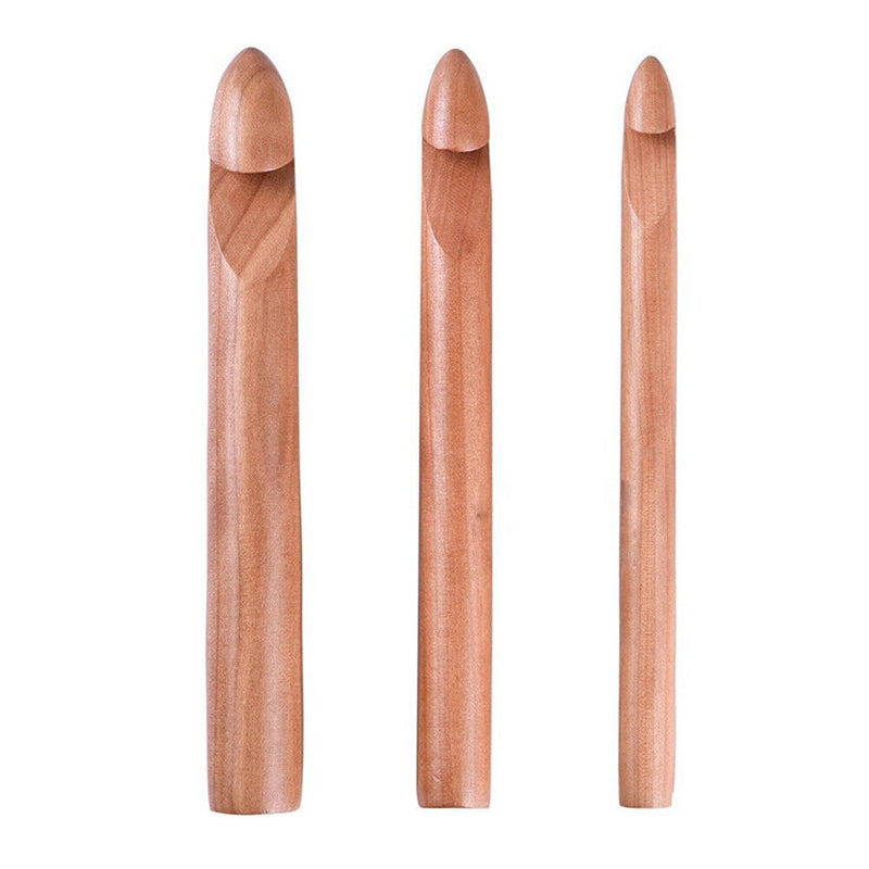 3pcs Knitted Crochet Bamboo Wood Hooks DIY Crafts Knitting Needles Gadgets