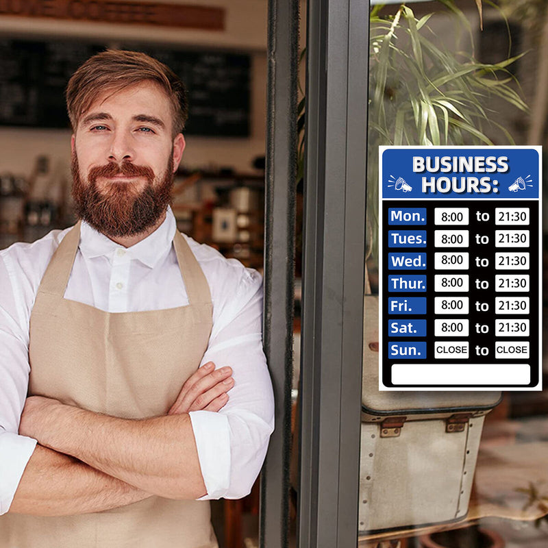 Business Hours Sign Hours of Operation Signs for Window / Door (Blue) Newly