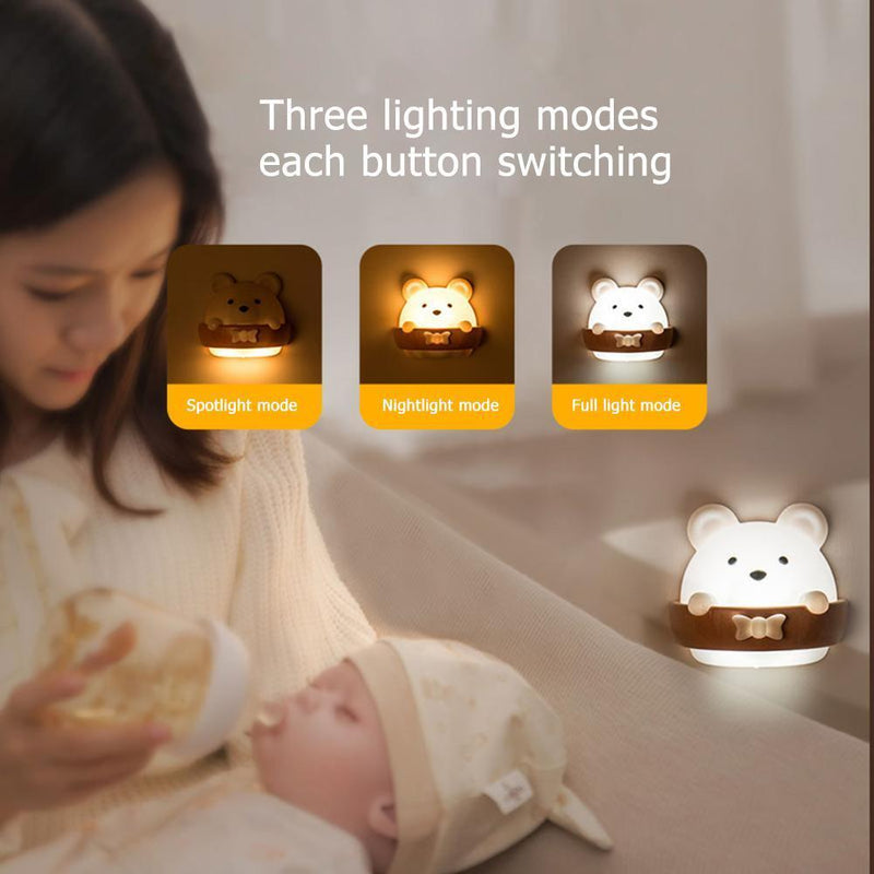 Bear Shape Hallway Wall Lamp Bedside Night Light with Remote Control (A)