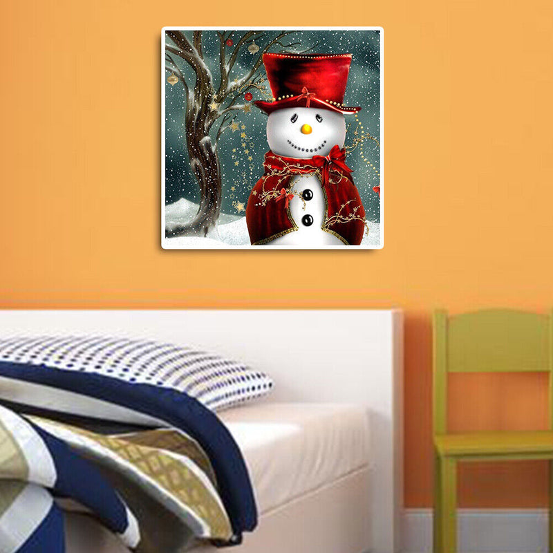 Canvas Painted Oil Paint By Numbers Snowman Red Hat DIY Bedroom Wall Arts Newly