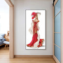 Red Dress Lady Full Round Drill Mosaic Wall Art Picture of Rhinestone Decoration