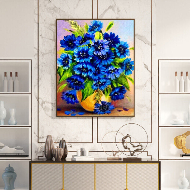 Blue Bouquet Oil Paint By Numbers Kit DIY Frameless Drawing Picture for Adults