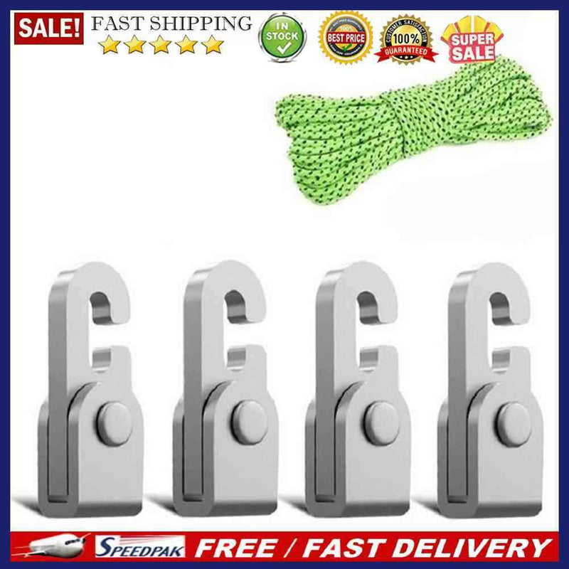 4pcs Automatic Lock Hooks Free Knot Fast Tighten Rope Tent Self-locking Hoo