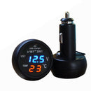 3in1 Digital Voltmeter Thermometer USB Car Charger Blue + Red Display