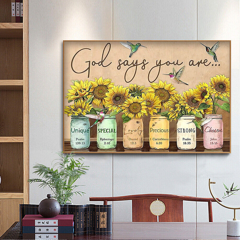 5D DIY Diamond Painting Sunflower Bottle Full Round Kit Rhinestones Home De