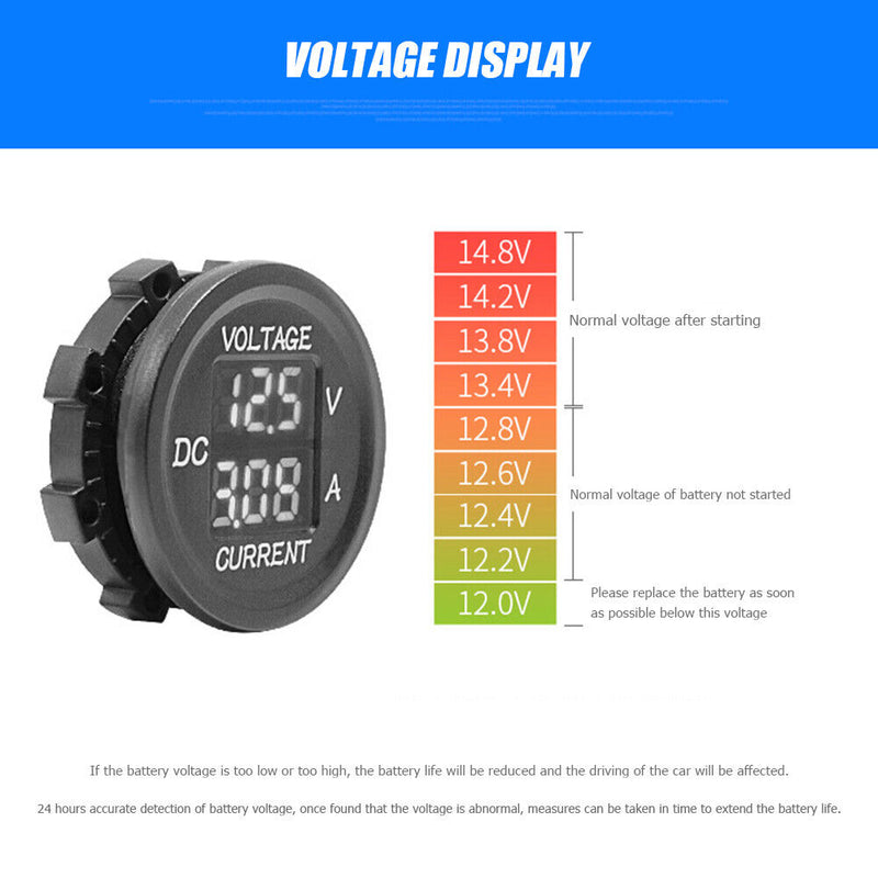 D6 Digital Voltmeter Ammeter Volt Current Panel Meter for Car Truck (Green)